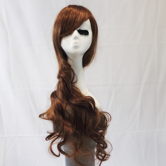 New Goddess length brown curly wavy wig cosplay main image 5